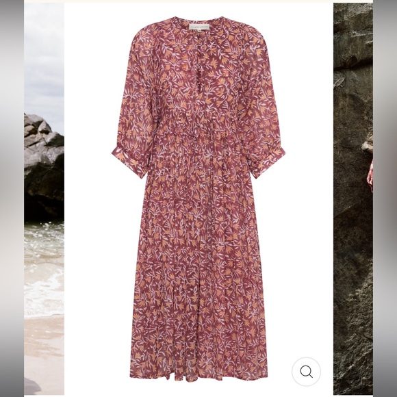 Daughters of India Floral Kyra Sumac Midi Dress - Picture 1 of 10